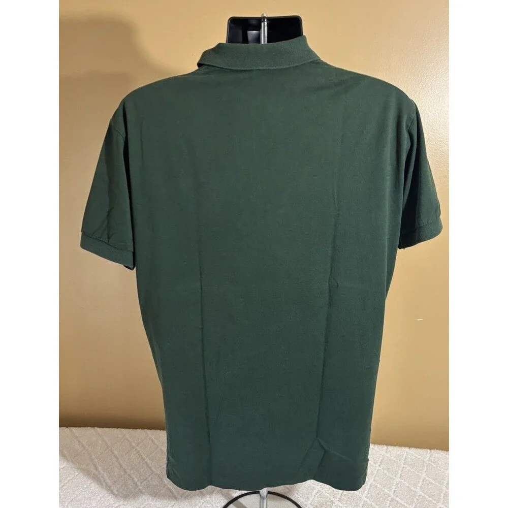 Ralph Lauren Green Orange Logo Polo Shirt 100% Cotton Mens Size M